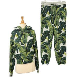Twenty Montreal Women's Long Sleeve Hoodie & Joggers Hyper Reality Leaf Size M